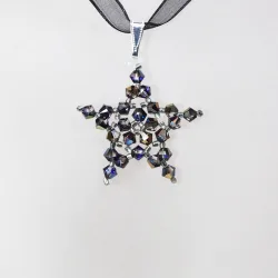 Pendant 30cm - Corvus-Black Organza - Pendant 30cm - Laiton argenté